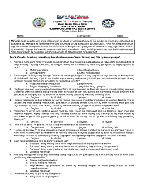 Examines in Tagalog.